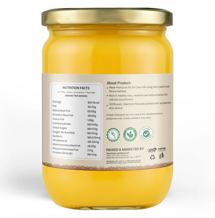 Amayu Premium A2 Gir Cow Ghee 500ML - Image 8