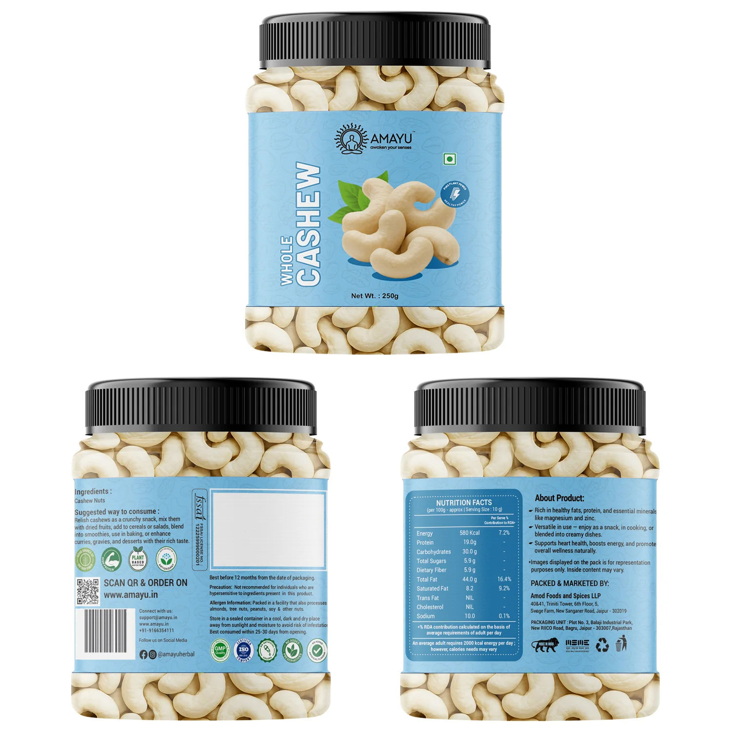 AMAYU Whole Cashews and California Almonds Combo - Image 6